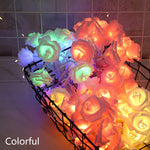 guirlande lumineuse roses décoratives blanc rose rouge adhésive éclairée USB batterie festive