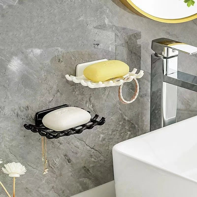 porte savon adhésif moderne noir blanc support mural savon bijoux rangement minimaliste
