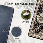 tapis noir floral géométrique classique grande taille haute qualité caoutchouc durable usage quotidien