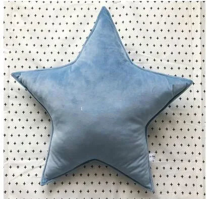 coussin étoile solide bleu marine bleu clair gris vert pastel rose pâle moderne doux