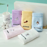 serviettes coton chien mignon violet jaune rose blanc bleu douces absorbantes moderne toilette