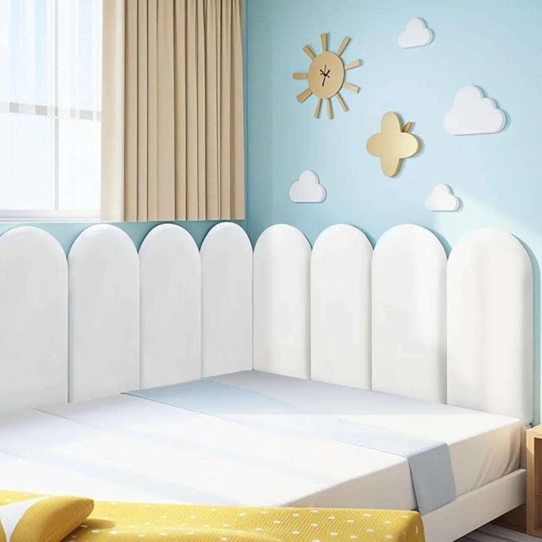 panneau mural 3d moderne deco enfantine rose blanc beige bleu clair autocollant protection murale