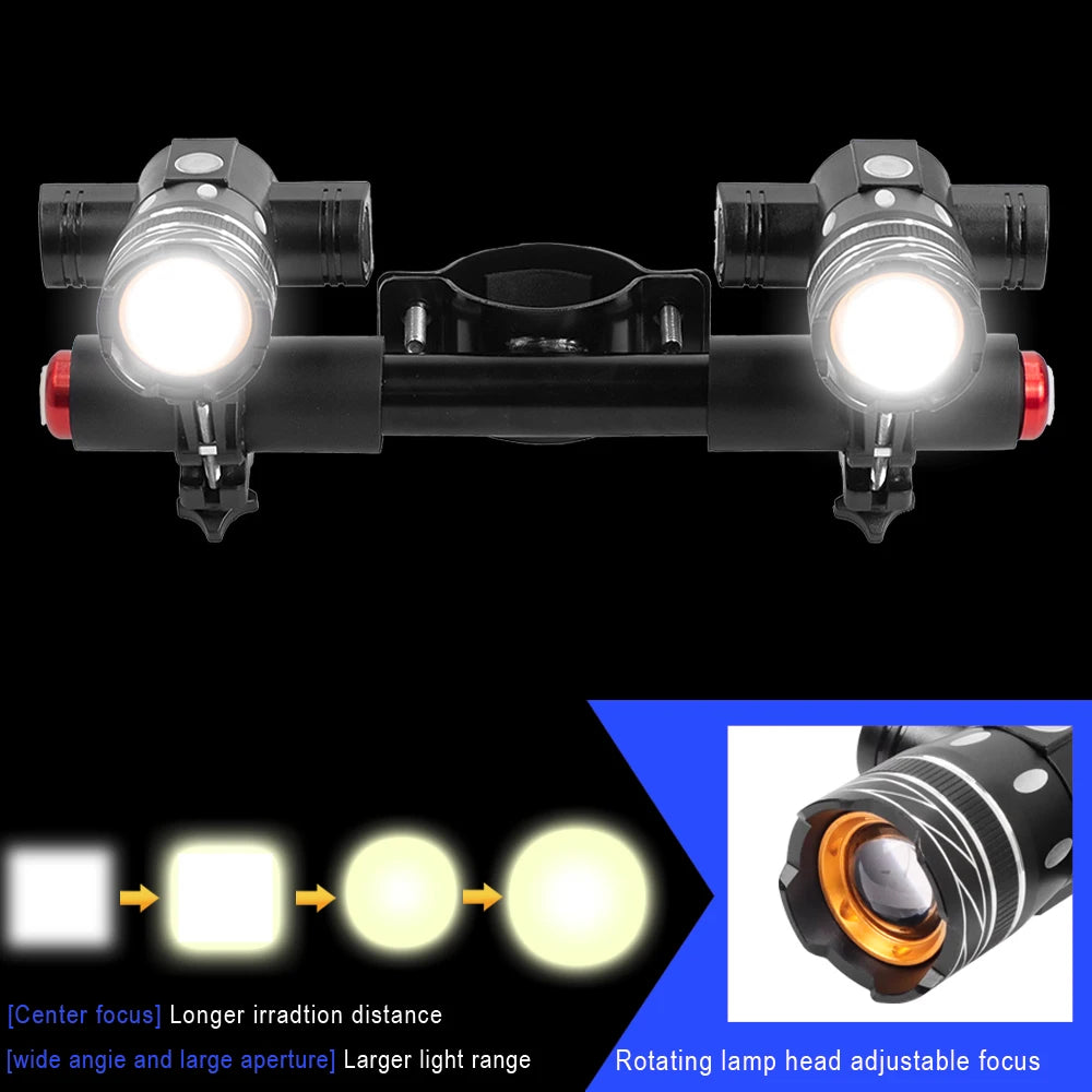lampe frontale vélo noir orange rouge moderne clips fixations sécurité visibilité