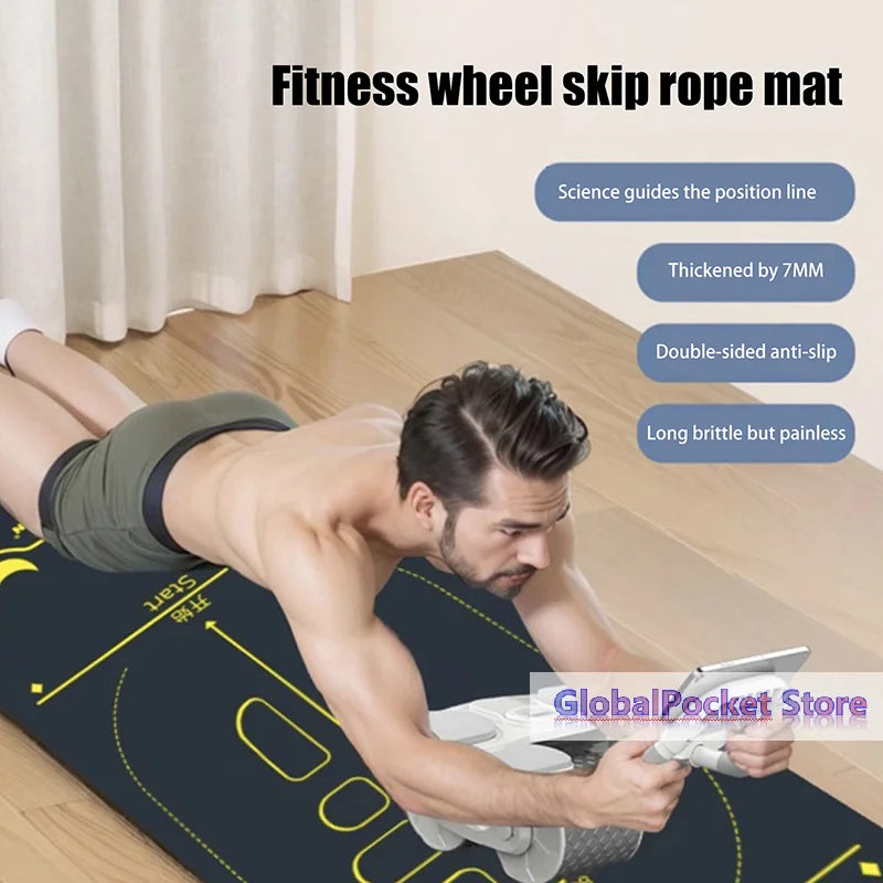 tapis fitness noir jaune gris lignes géométriques guidage moderne antidérapant