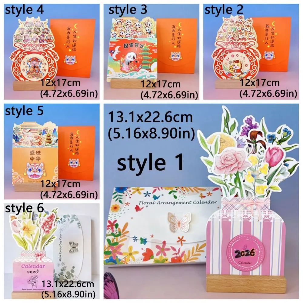 calendrier mural floral 2026 couleurs vives motifs traditionnels artistique support bois