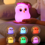 veilleuse oiseau led rechargeable rgb blanc moderne animal compagnie enfants chambre ambiancé