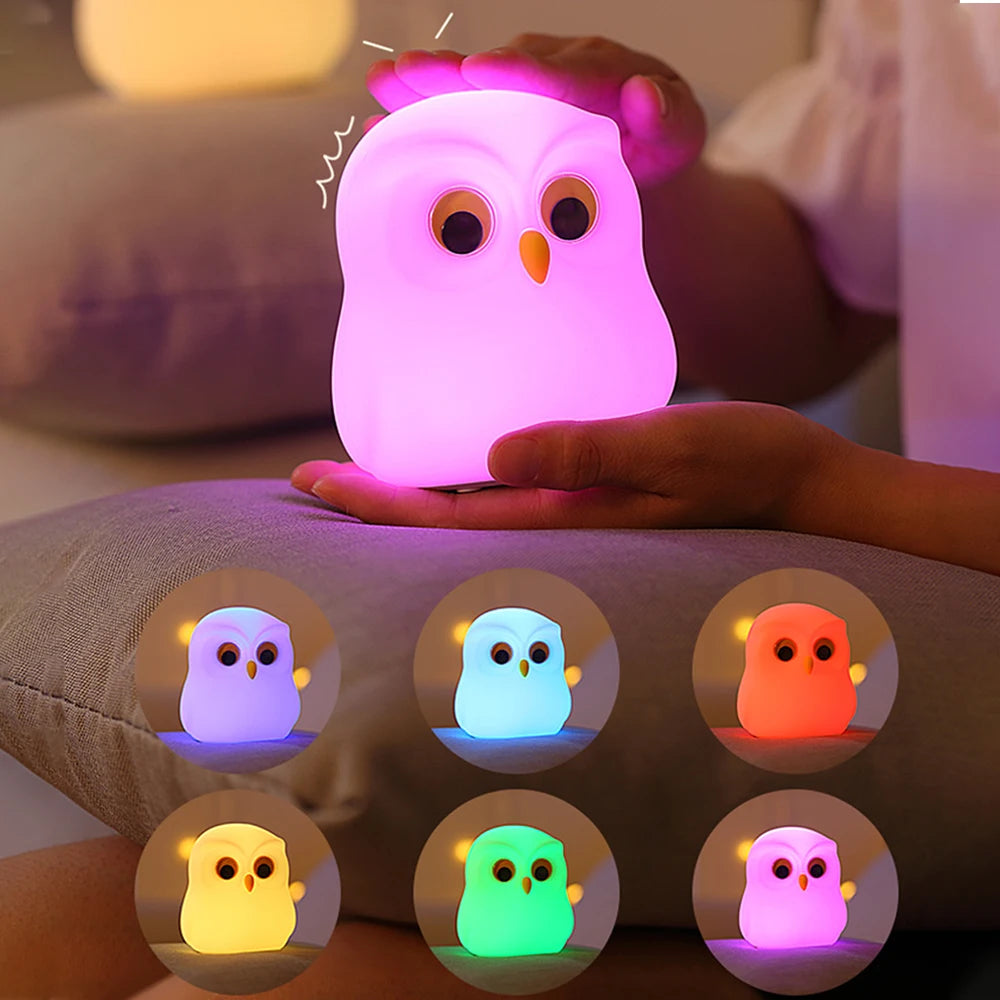 veilleuse oiseau led rechargeable rgb blanc moderne animal compagnie enfants chambre ambiancé