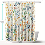 rideau douche botanique motifs feuilles aquarelle couleurs variées tringle métallique