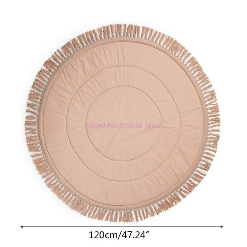 tapis jeu bébé beige points noirs franges moderne éducatif coton doux sol enfant activités