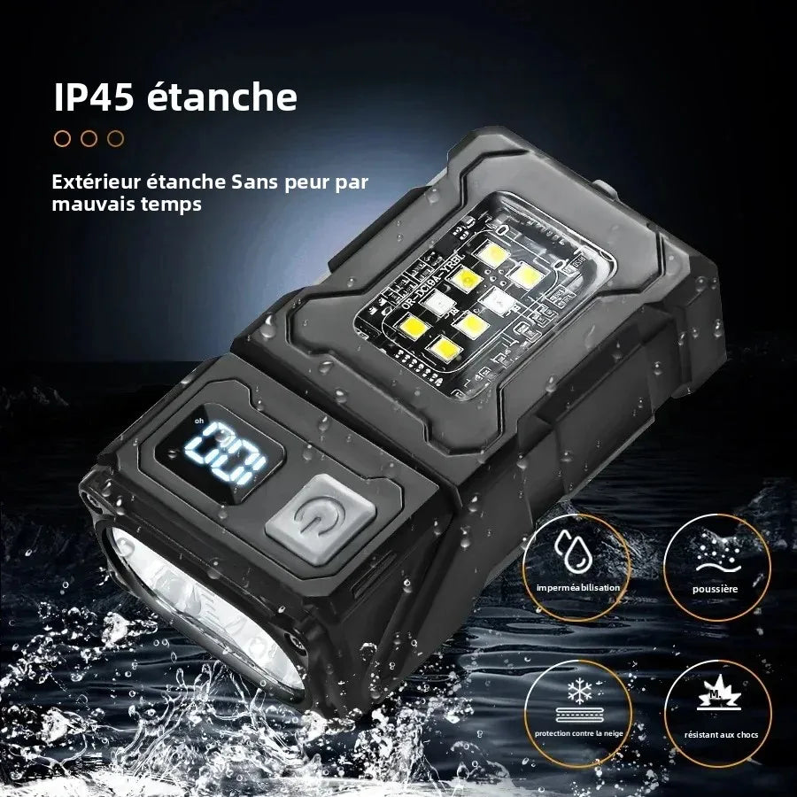 lampe torche rechargeable usb led aimant noir moderne 10w 800 lumens portative camping