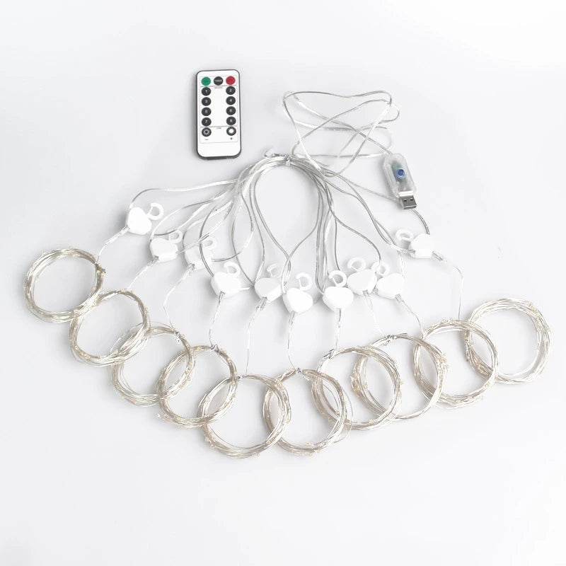 guirlande lumineuse led blanc chaud points lumineux réguliers moderne clips télécommande câble usb vacances