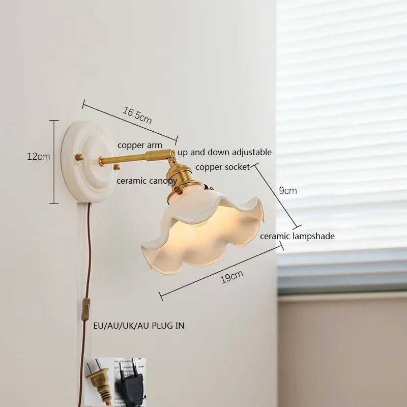 lampe murale classique blanc doré céramique métal ampoule led 220v vintage contemporaine