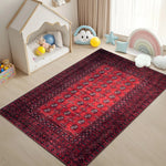 tapis ethnique géométrique rouge noir salon chambre décoration maison motifs floraux 40x60cm 50x80cm 80x120cm