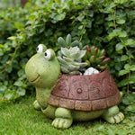 cache pot résine forme chien tortue lapin décoration table plantes animaux vert marron gris