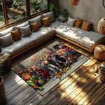 tapis multicolore street fighter personnages duel antidérapant feutre daim salon chambre