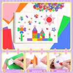 sticker géométrique mousse adhésif créatif enfantin 600 pièces formes rouges verts bleus violet orange