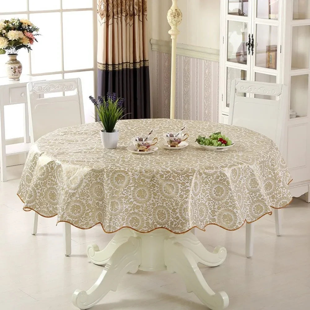 nappe table fleurs classique or blanc rouge verte imperméable pvc dorés 152cm 180cm