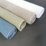 tapis coton absorbant bleu gris moderne bain salle bains noël rayures vertical 50x80cm