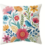 housse coussin motif floral moderne polyester blanc décoration chambre canapé douce 45x45cm