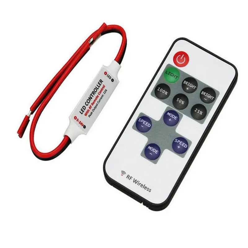 contrôleur led 5v 12v 24v rfb câble rouge noir télécommande rf moderne fonctionnel