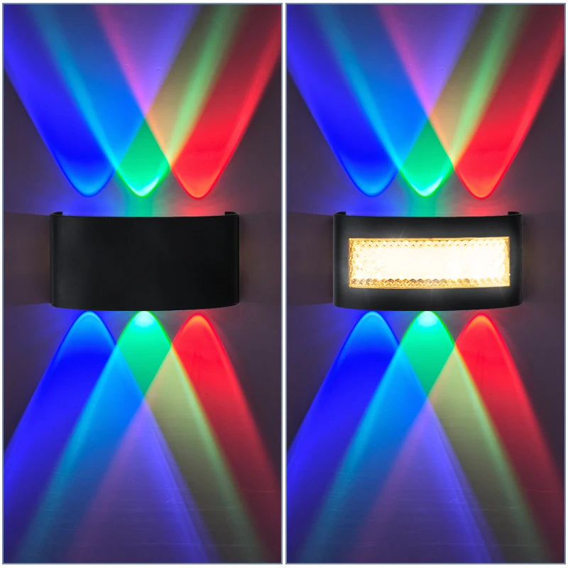 appliques murales led modernes rgb noir lumiere arc ciel texturées semi transluce