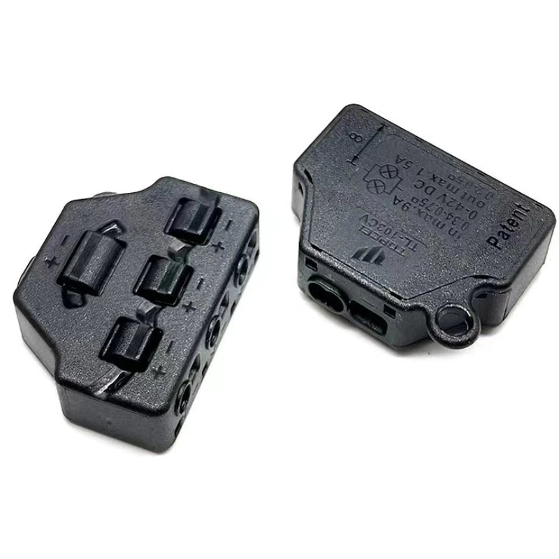 connecteur branchement led noir ports ports pièces self locking câbles noirs bleus plat lisse