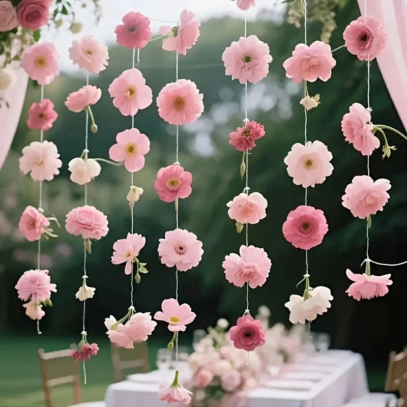 décoration mariage guirlande fleurs artificielles rose romantique intérieur extérieur festive