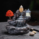 décoration zen fontaine cascade relief rocher lanterne animaux naturelle japonaise salon