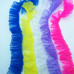 ruban plissé polyester nylon largeur 25mm dentelle organza écologique élastique soluble eau bleu rose