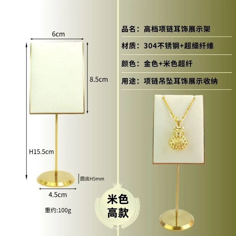 support bijoux velours blanc métal doré présentoir collier bracelet plateau compartimenté organisateur table moderne
