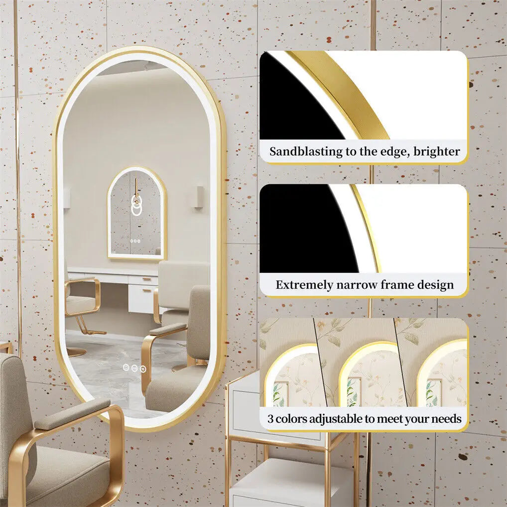 miroir mural ovale moderne or anti buée led 1000 1200 800 mmversible