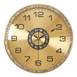 horloge murale moderne or blanc iridescente motif brillant élégante aiguille cadran métal
