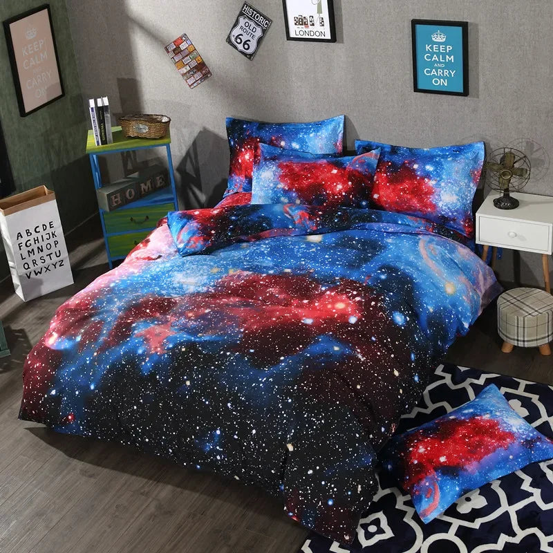 Parure de lit spatiale avec motif terre et ciel étoilé