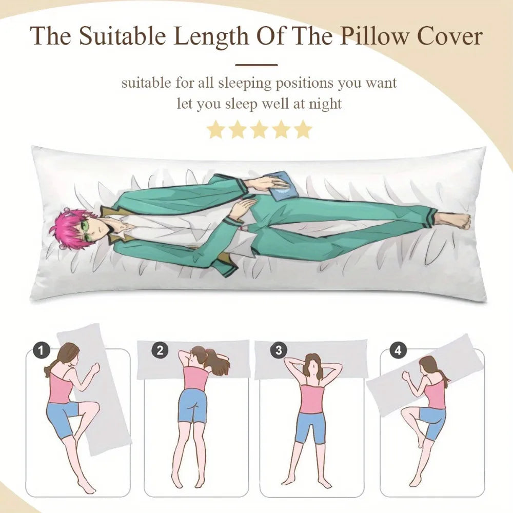 housse coussin anime personnages cheveux roses vêtement vert polyester hypoallergénique respectueux environnement imprimé manga