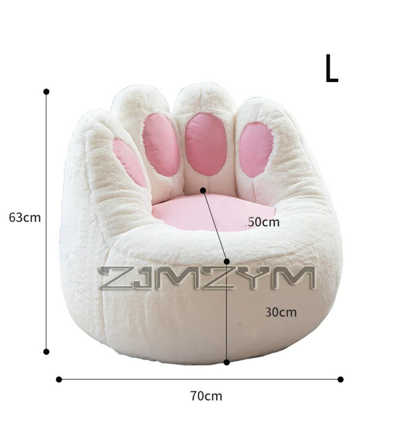 siège enfant fauteuil blanc rose poilu coussin patte coussinet ludique décontracté chambre enfants assis