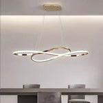 suspension lumineuse moderne or blanc anneaux entrelacés éclairage led réglable télécommande fixations chambre restaurant