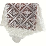 couverture table blanc fleurs dentelle classique romantique 60cm 60cm machine lavable polyester