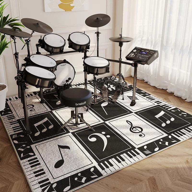 tapis moderne musical floral salon noir blanc décoration chambre hôtelextérieur