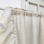 rideau vintage beige clair texture lin fleurs japonais coréen fronces décoratives maison