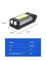lampe travail rechargeable led usb clips magnétiques étanche modes lumière portable camping
