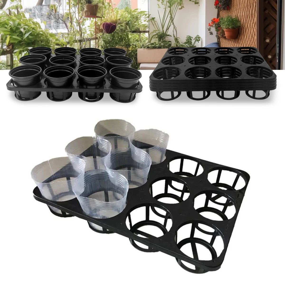 grille culture semis noire 12 trous 15 trous durable réutilisable transporte pots fleurs