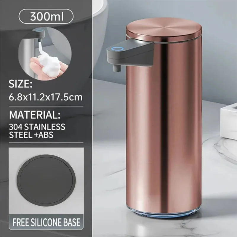 distributeur savon automatique gris métallisé lisse moderne minimaliste mousse liquide