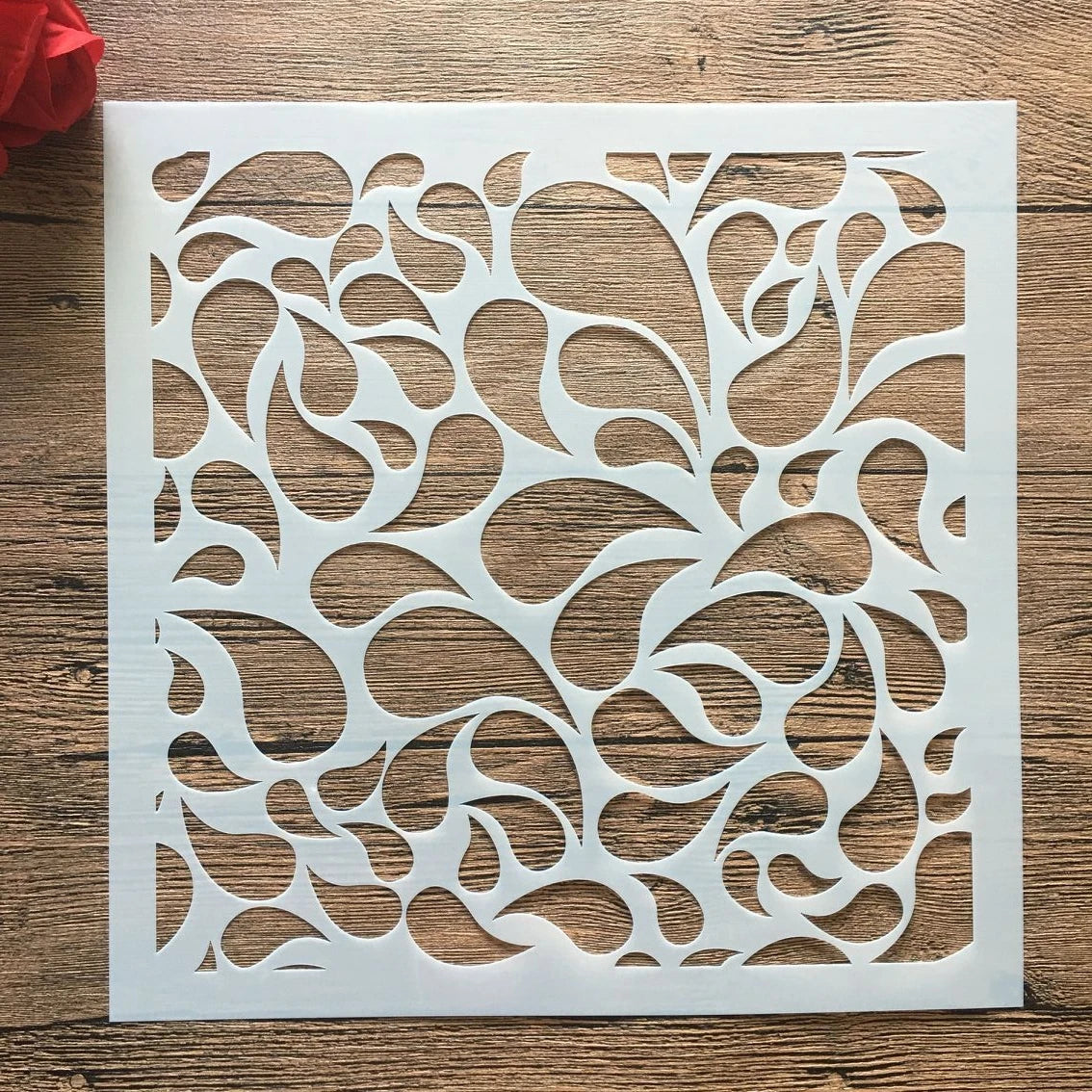 pochoir stencil blanc noir ornamental floral artisanal decoratif 32cm 32cm