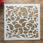 pochoir stencil blanc noir ornamental floral artisanal decoratif 32cm 32cm