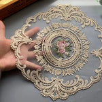serviettes table broderie florale dentelle beige clair classique vintage 30cm 30cm écologique élastique