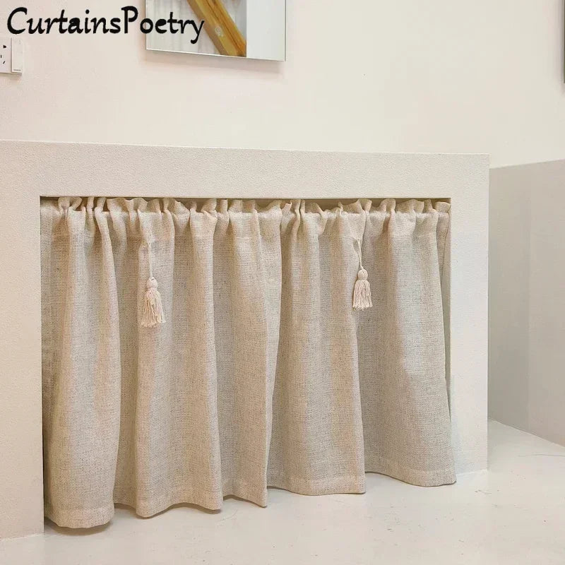 rideau coton lin beige rustique bohème fenêtre tringle decoration interieur champetre boheme tasson corde