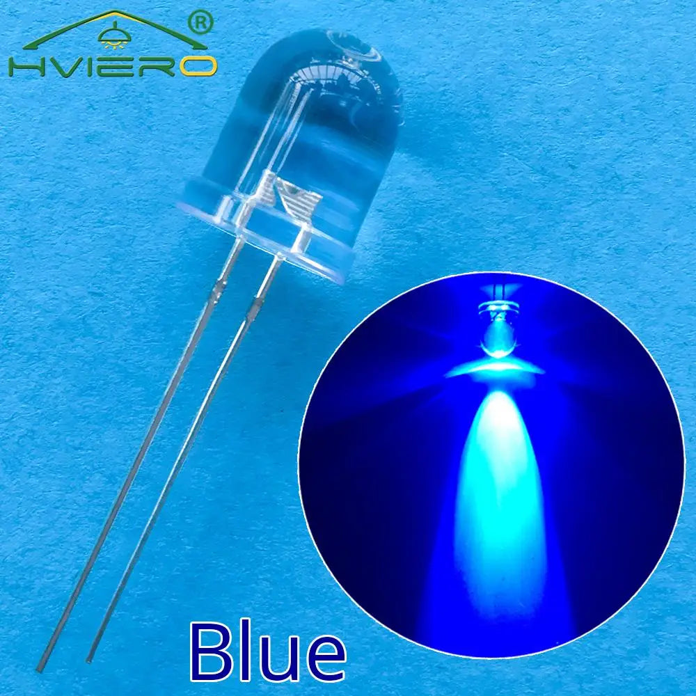 diodes led mixte bleu vert rouge jaune blanc orange rose 10mm rond transparent 50pcs