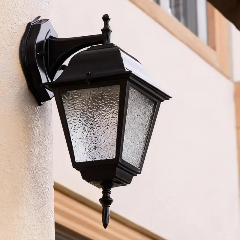 lampe murale classique verre texturé noir éclairage intérieur ip55 led 35cm haute qualité moderne