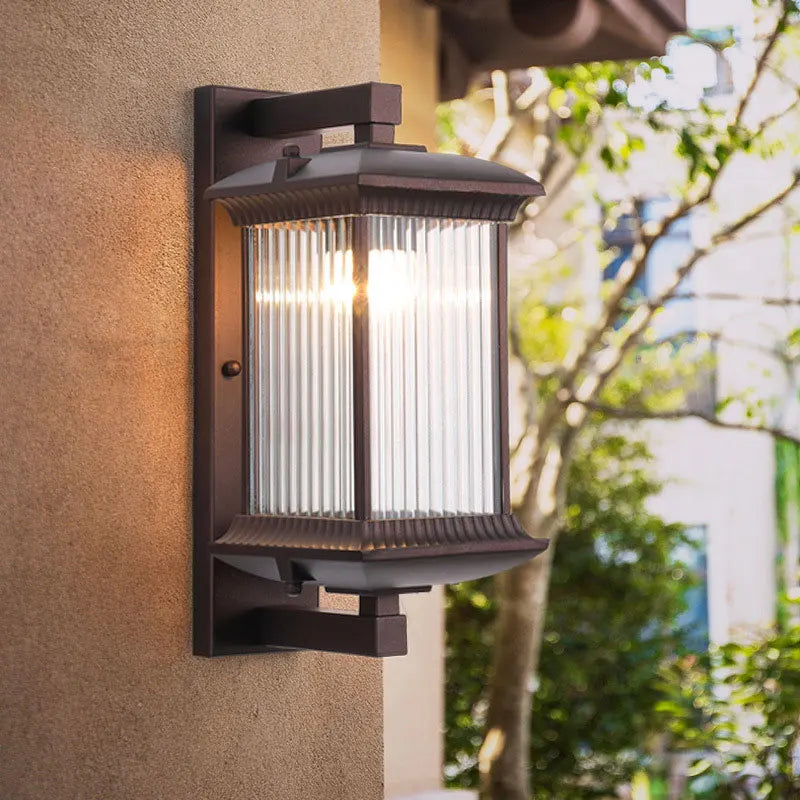 lampe murale classique marron transparente résistante l'eau extérieur autonome 85 265V