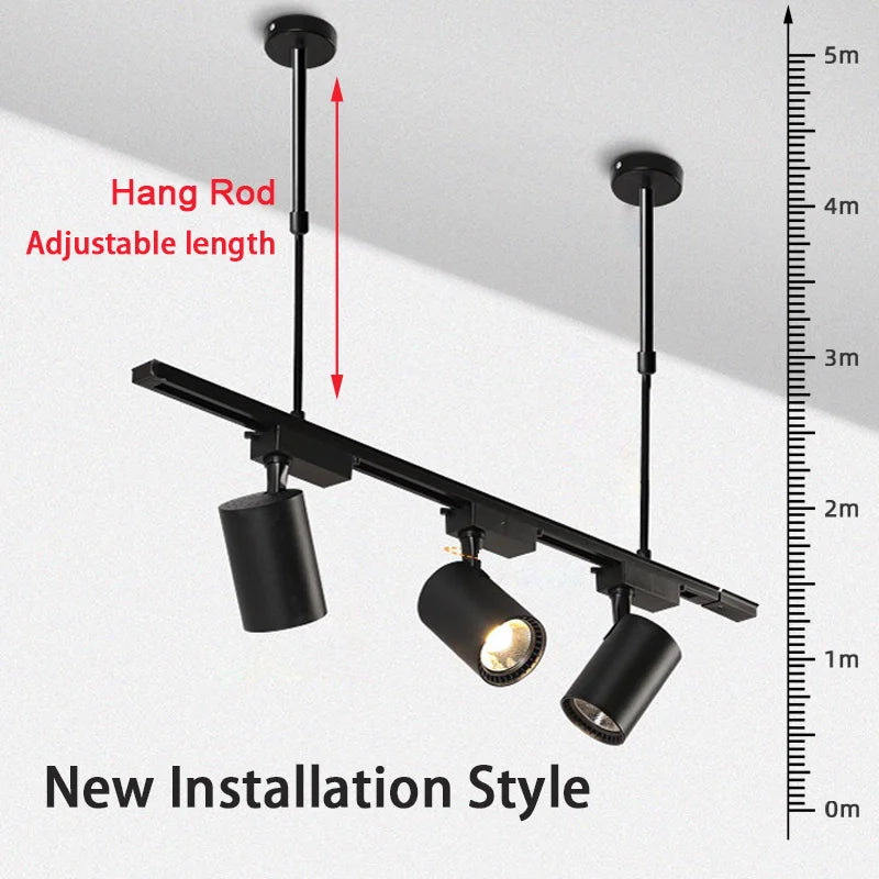système rail led noir moderne connecteurs rails modulables éclairage intérieur salon